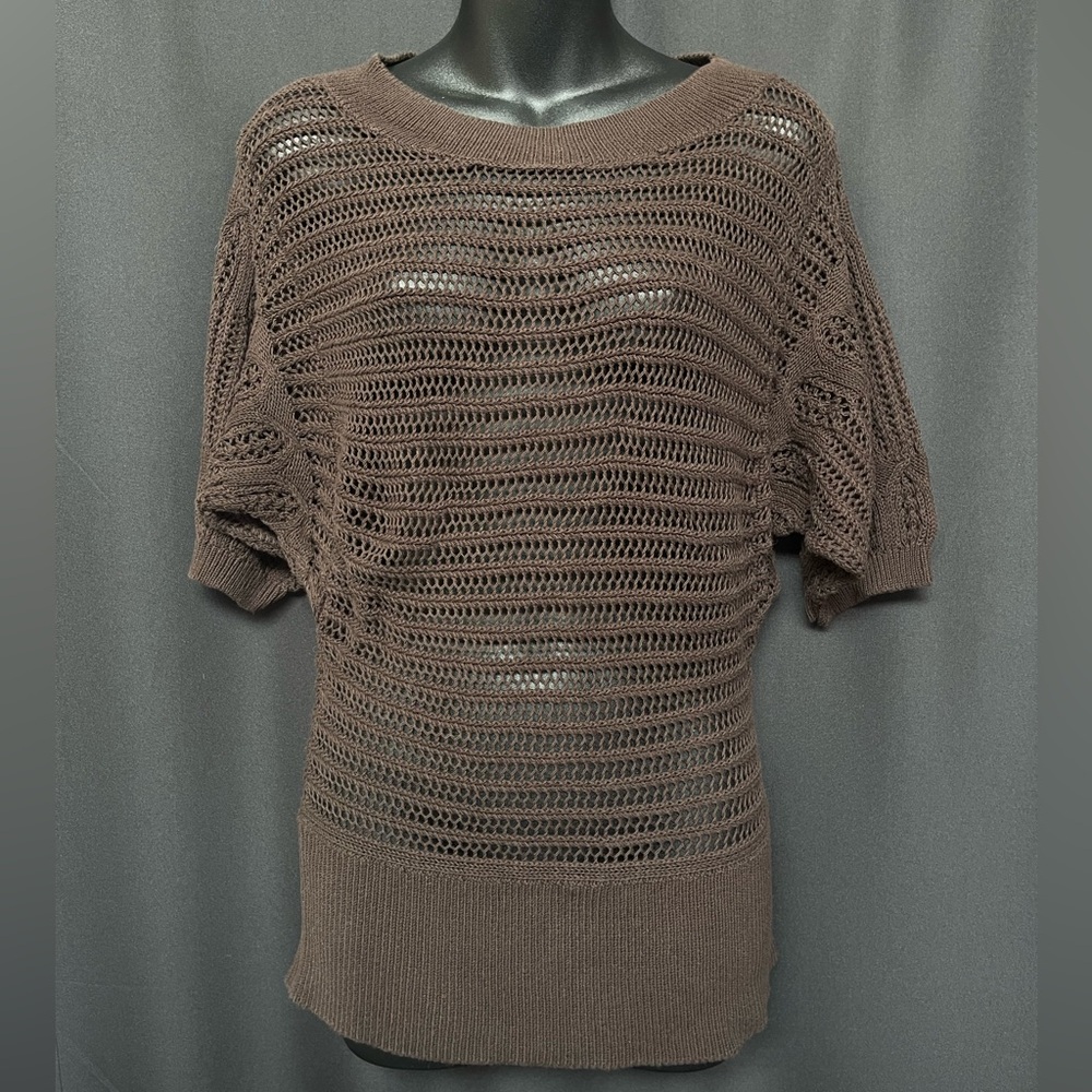 Banana Republic Dark Brown Knit 3/4 Sleeve Sweater Top Size Small